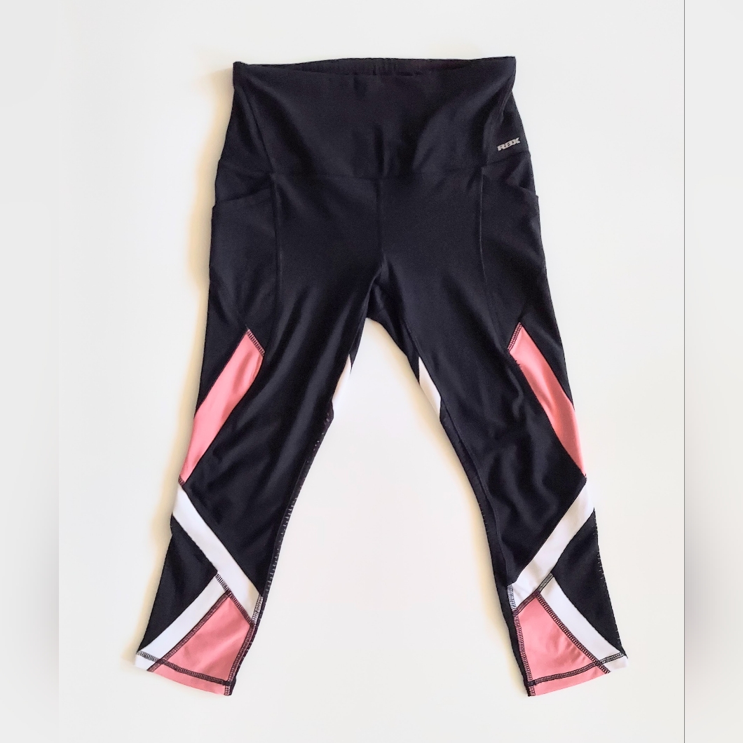 Rbx Cropped Athletic Leggings Womens Small Black Pink